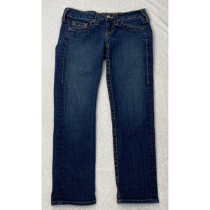 True Religion Lizzy Jeans Womens 26 Dark Wash Low Rise Straight Leg Cropped